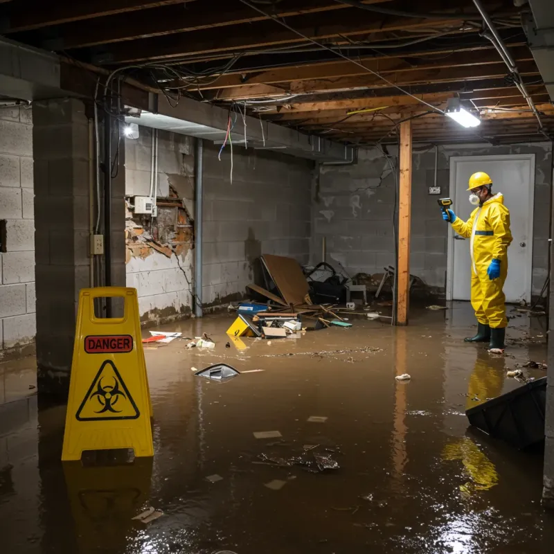 Flooded Basement Electrical Hazard in Mount Holly, NC Property